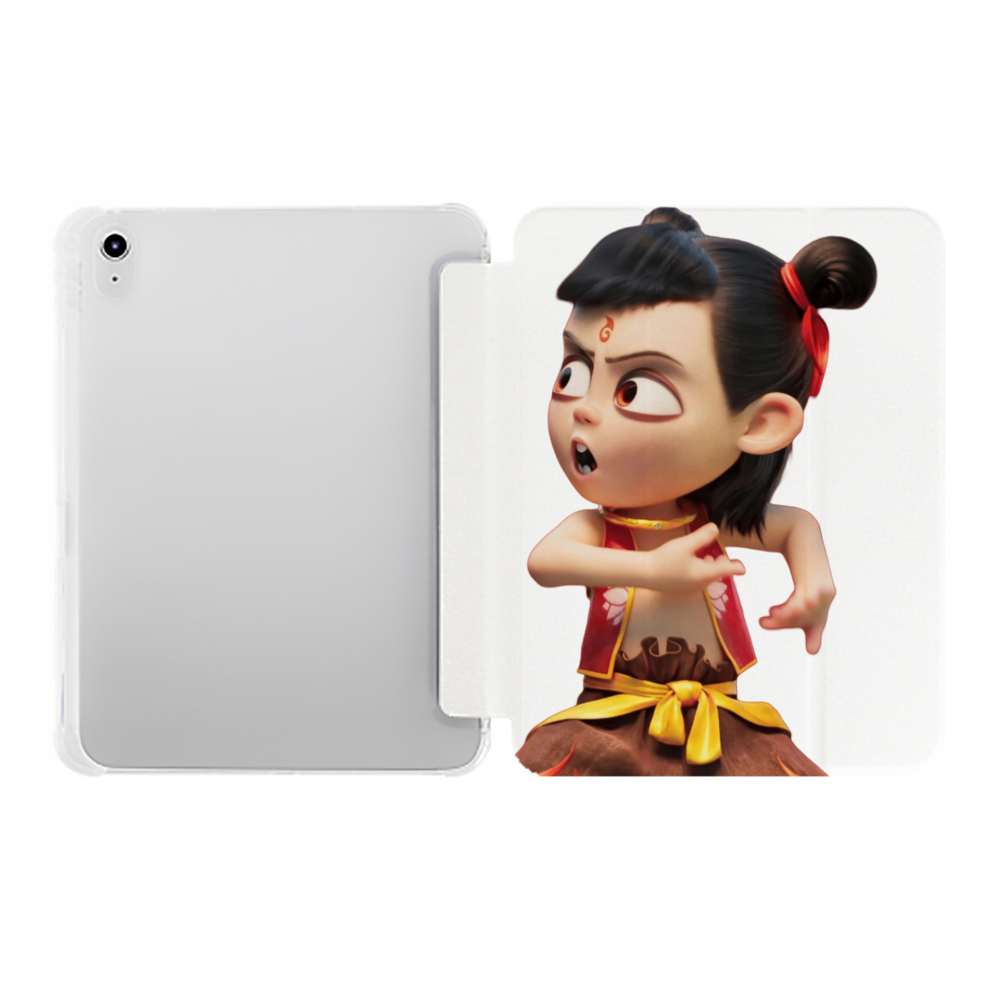 （画像用） Ne Zha 2 ナタ 魔童の大暴れ IPad ケース ペン収納付き 三つ折りスタンド PUレザー×シリコン 対応機種9.5/10.5/10.9インチ